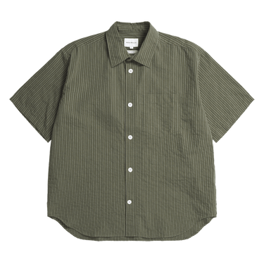 Norse Projects Mo Oversized Stripe SS Shirt Moss Green - KYOTO - Norse Projects