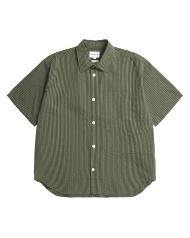 Norse Projects Mo Oversized Stripe SS Shirt Moss Green - KYOTO - Norse Projects