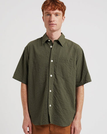 Norse Projects Mo Oversized Stripe SS Shirt Moss Green - KYOTO - Norse Projects