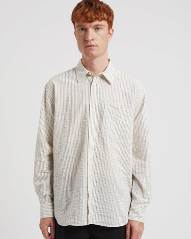 Norse Projects Mo Oversized Striped Shirt Chestnut - KYOTO - Norse Projects