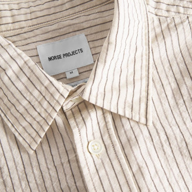 Norse Projects Mo Oversized Striped Shirt Chestnut - KYOTO - Norse Projects