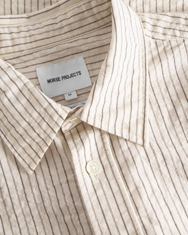 Norse Projects Mo Oversized Striped Shirt Chestnut - KYOTO - Norse Projects