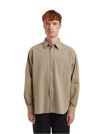 Norse Projects Mo Oversized Striped Shirt Clay - KYOTO - Norse Projects