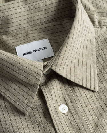 Norse Projects Mo Oversized Striped Shirt Clay - KYOTO - Norse Projects