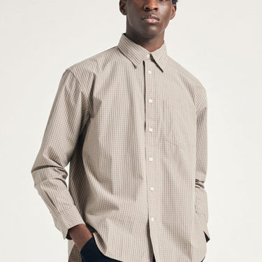 Norse Projects Ole Oversize Poplin Check Shirt Walnut - KYOTO - Norse Projects