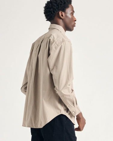 Norse Projects Ole Oversize Poplin Check Shirt Walnut - KYOTO - Norse Projects