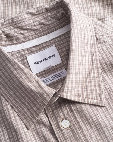 Norse Projects Ole Oversize Poplin Check Shirt Walnut - KYOTO - Norse Projects