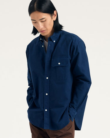 Norse Projects Ole Oversized GMD Oxford Shirt Workwear Blue - KYOTO - Norse Projects
