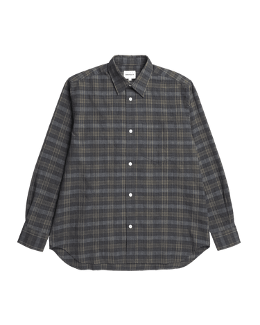 Norse Projects Ole Oversized Wool Check Shirt Charcoal Grey - KYOTO - Norse Projects