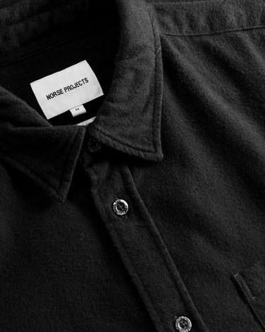 Norse Projects Osvald Organic Flannel Shirt Black - KYOTO - Norse Projects