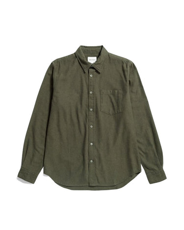 Norse Projects Osvald Organic Flannel Shirt Sitka Green - KYOTO - Norse Projects