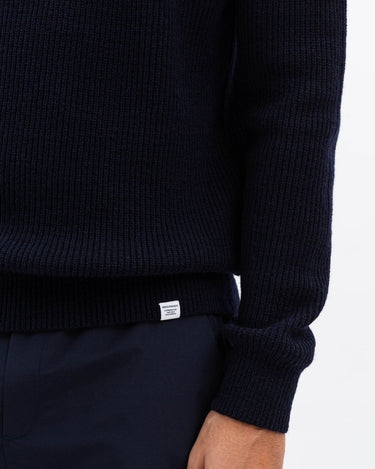 Norse Projects Roald Wool Cotton Rib Sweater Dark Navy - KYOTO - Norse Projects