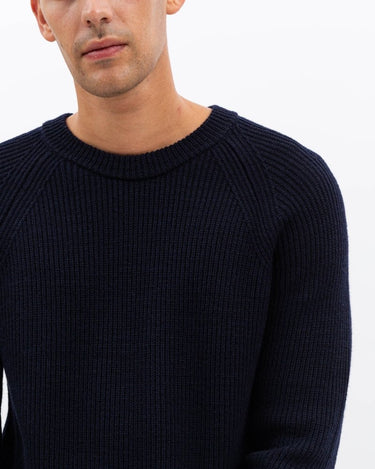 Norse Projects Roald Wool Cotton Rib Sweater Dark Navy - KYOTO - Norse Projects