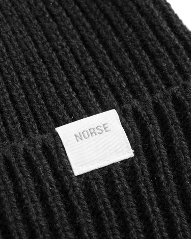 Norse Projects Standard Merino Lambswool Beanie Black - KYOTO - Norse Projects