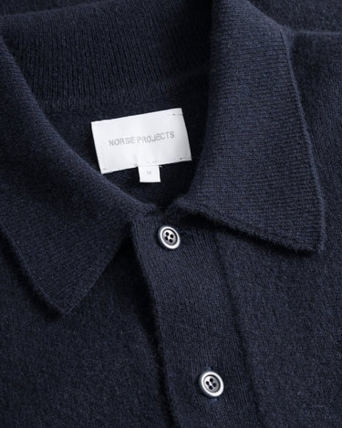 Norse Projects Standard Merino Lambswool Polo Dark Navy - KYOTO - Norse Projects