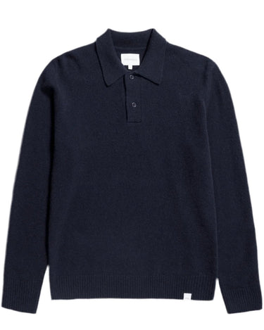 Norse Projects Standard Merino Lambswool Polo Dark Navy - KYOTO - Norse Projects