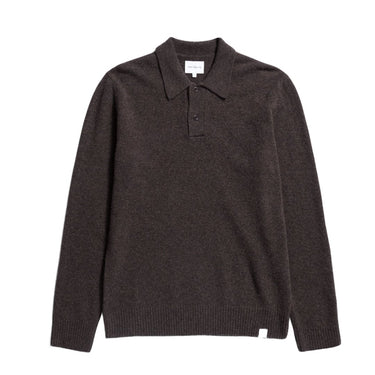 Norse Projects Standard Merino Lambswool Polo Heathland Brown - KYOTO - Norse Projects