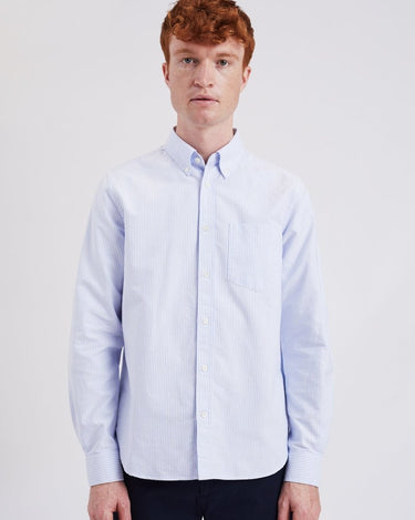 Norse Projects Standard Oxford BD Shirt Pale Blue Stripe - KYOTO - Norse Projects