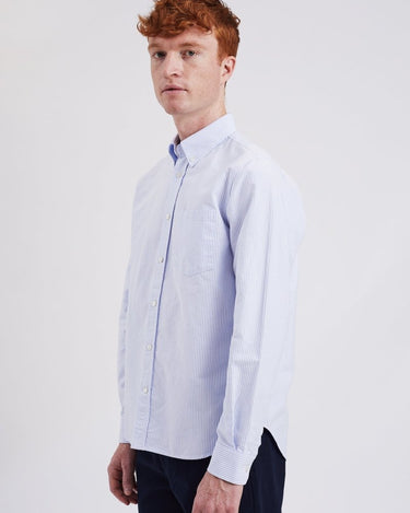 Norse Projects Standard Oxford BD Shirt Pale Blue Stripe - KYOTO - Norse Projects