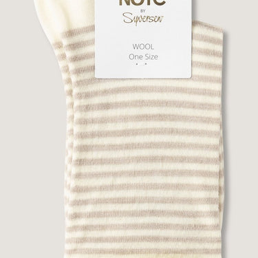 Note wool stripes roll top Strømper Offwhite/beige - KYOTO - Note