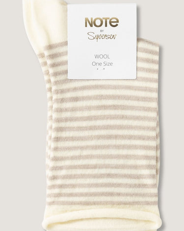 Note wool stripes roll top Strømper Offwhite/beige - KYOTO - Note