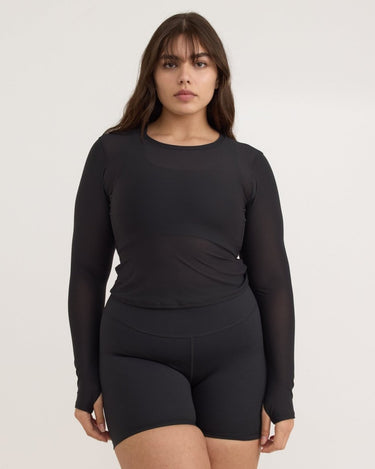 Organic Basics Active Mesh Long Sleeve T-shirt Black - KYOTO - Organic Basics