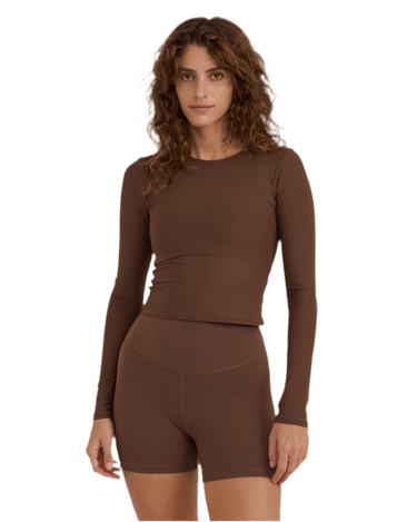 Organic Basics Active Mesh Long Sleeve T-shirt Walnut - KYOTO - Organic Basics