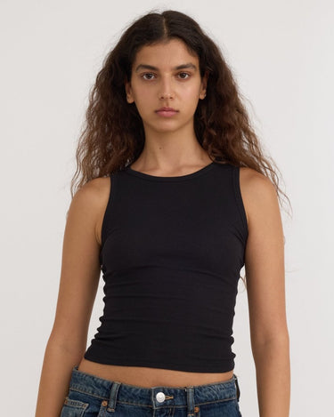 Organic Basics Core Rib Tank Top Black - KYOTO - Organic Basics