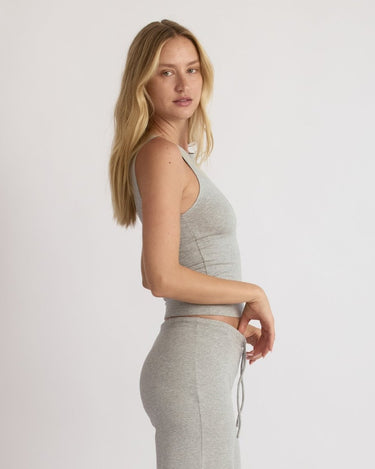Organic Basics Everyday Mock Neck Top Grey Melange - KYOTO - Organic Basics