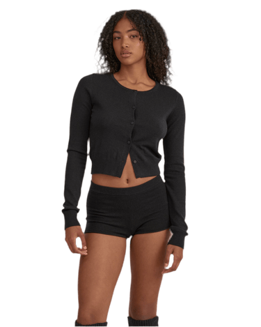Organic Basics Fine Knit Cropped Cardigan Black - KYOTO - Organic Basics