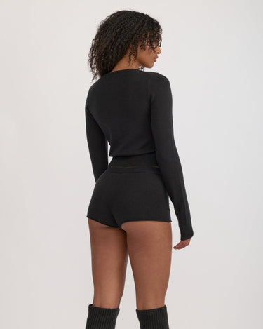 Organic Basics Fine Knit Cropped Cardigan Black - KYOTO - Organic Basics