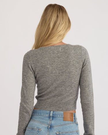 Organic Basics Fine Knit Cropped Cardigan Dark Grey Melange - KYOTO - Organic Basics
