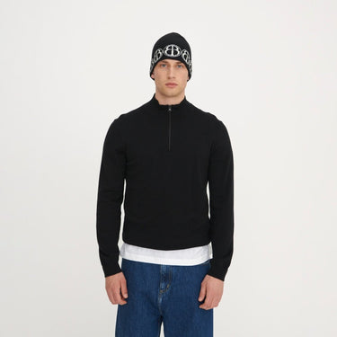 Organic Basics Soft Knit Half Zip Sweater Black - KYOTO - Organic Basics