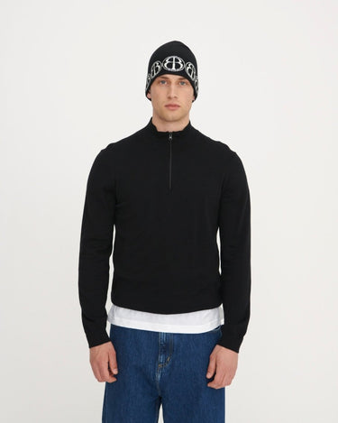 Organic Basics Soft Knit Half Zip Sweater Black - KYOTO - Organic Basics