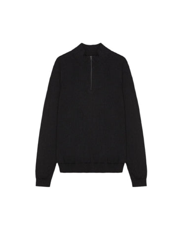 Organic Basics Soft Knit Half Zip Sweater Black - KYOTO - Organic Basics