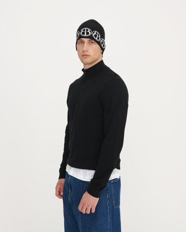 Organic Basics Soft Knit Half Zip Sweater Black - KYOTO - Organic Basics