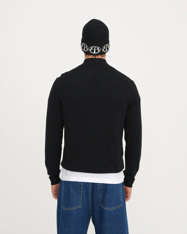 Organic Basics Soft Knit Half Zip Sweater Black - KYOTO - Organic Basics