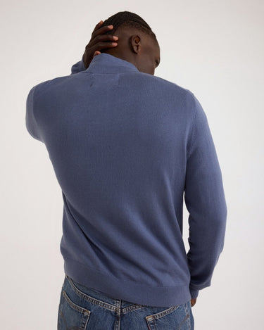 Organic Basics Soft Knit Half Zip Sweater Stone Blue - KYOTO - Organic Basics