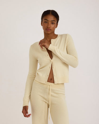 Organic Basics Soft Knit Slim Cardigan Double Cream - KYOTO - Organic Basics