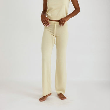 Organic Basics Soft Knit Straight Leg Pants Double Cream - KYOTO - Organic Basics