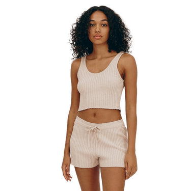 Organic Basics True Knit Crop Tank Top Oat - KYOTO - Organic Basics