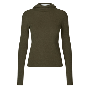 oval square Alanis Hood Knit Striktrøjer 4006 Dark Olive - KYOTO - Oval Square