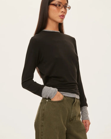 Oval Square Bibi blouse Black - KYOTO - Oval Square