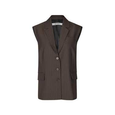 oval square Bonnie Vest Dark Brown Pinstripe - KYOTO - oval square