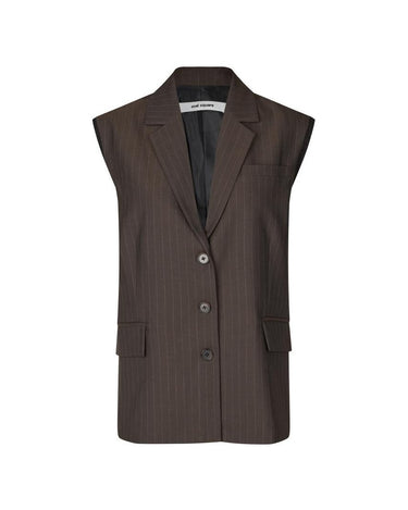 oval square Bonnie Vest Dark Brown Pinstripe - KYOTO - oval square