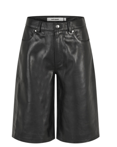 oval square Deep Leather Shorts Black - KYOTO - oval square