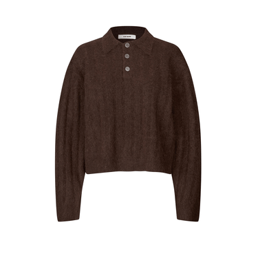 Oval Square Dream Knit Polo Brown - KYOTO - Oval Square