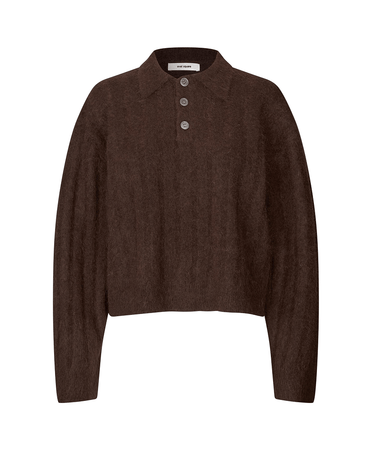 Oval Square Dream Knit Polo Brown - KYOTO - Oval Square