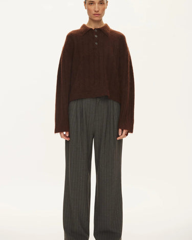 Oval Square Dream Knit Polo Brown - KYOTO - Oval Square