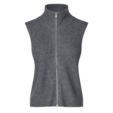 Oval Square Fave Knit Zip Vest Dark Grey Melange - KYOTO - Oval Square